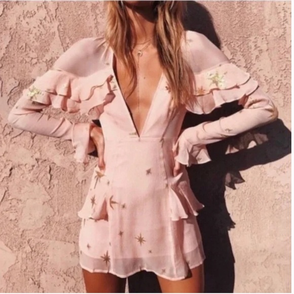 For Love And Lemons Gilded Star Mini Dress Small - Picture 1 of 10